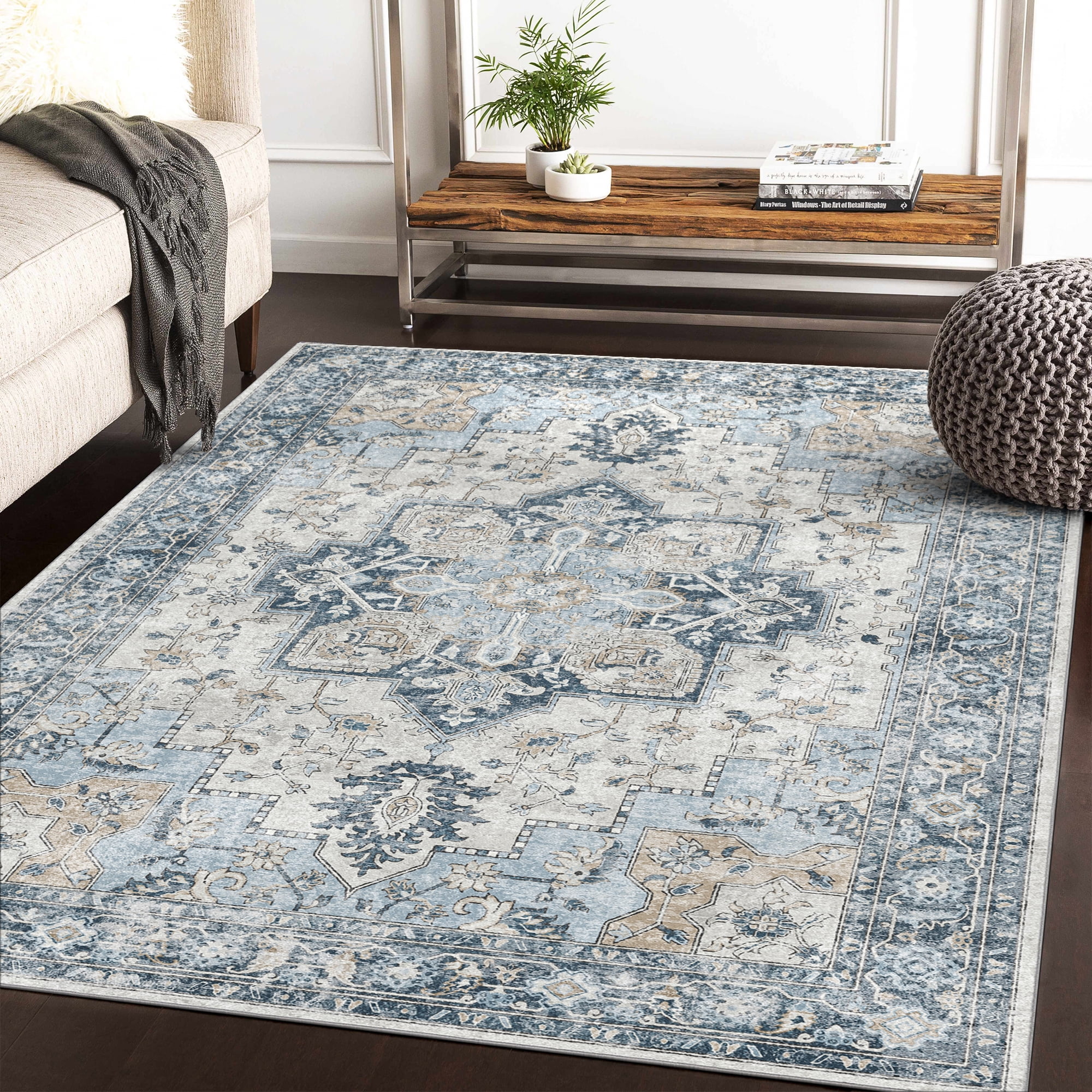 KUETH Modern 4x6 Area Rugs for Living Room, Non Slip Machine Washable
