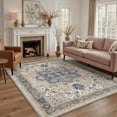 thumbnail image 1 of KUETH Modern 5x7 Area Rugs for Living Room, Non Slip Machine Washable Retro Rugs, Low Pile Chenille Print Rug for Bedroom, Dining Room, Home Office, Charcoal Brown, 1 of 6