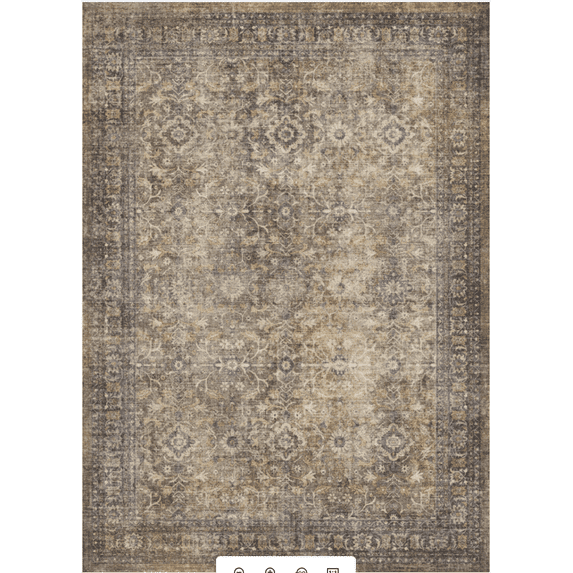 KUETH Modern 5x7 Area Rugs for Living Room, Non Slip Machine Washable Retro Rugs, Low Pile Chenille Print Rug for Bedroom, Dining Room, Home Office