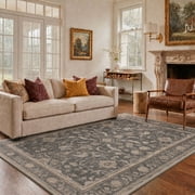 KUETH Modern 5x7 Area Rugs for Living Room, Non Slip Machine Washable Retro Rugs, Low Pile Chenille Print Rug for Bedroom, Dining Room, Home Office