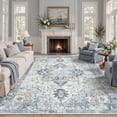 thumbnail image 1 of KUETH Modern 8x10 Area Rugs for Living Room, Non Slip Machine Washable Retro Rugs, Low Pile Chenille Print Rug for Bedroom, Dining Room, Home Office, Blue, 1 of 10