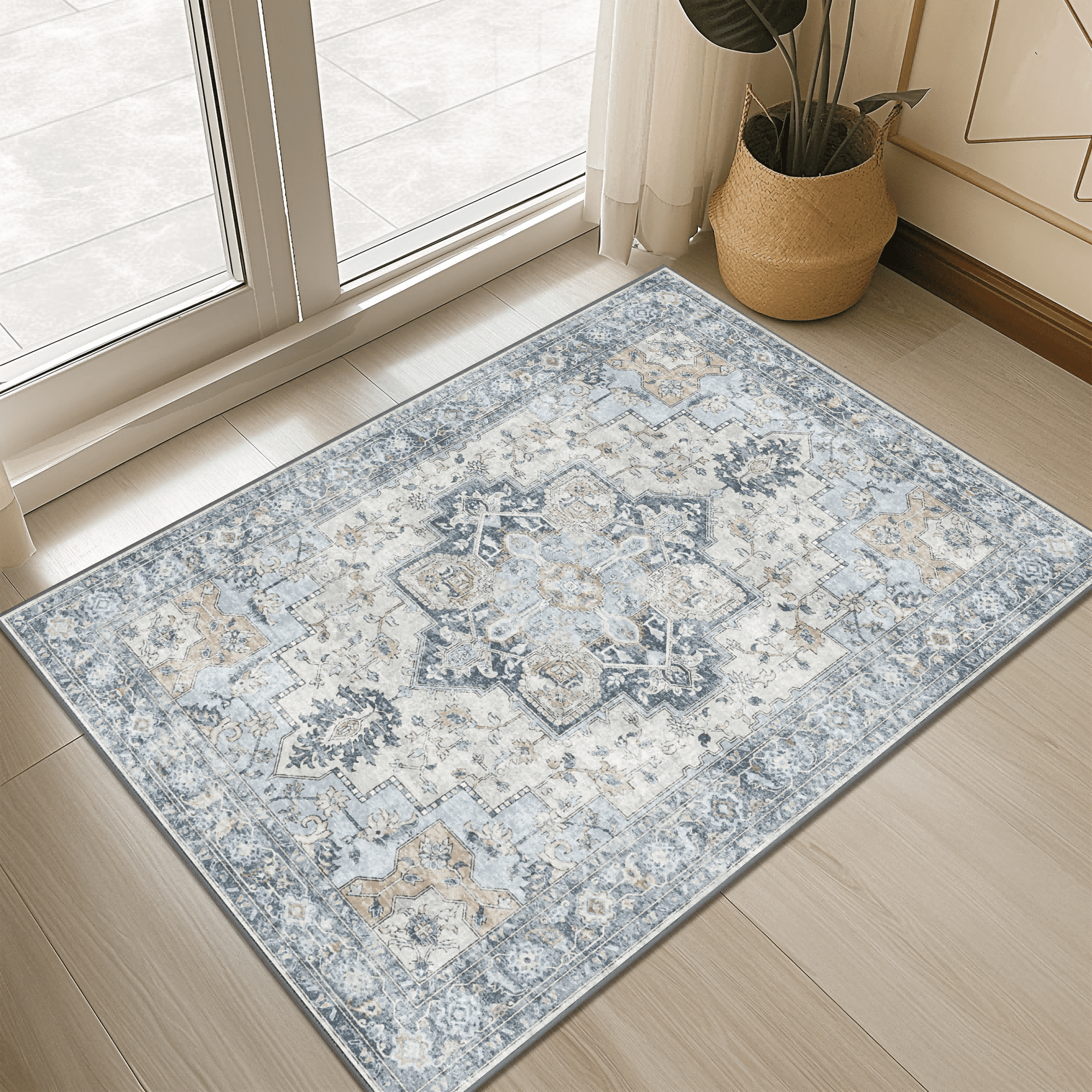 KUETH Modern Area Rug 2x3 Doormat, Low Pile Machine Washable Rugs ...