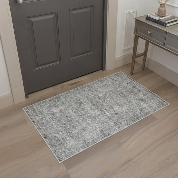 KUETH Modern Area Rug 2x3 Doormat, Low Pile Machine Washable Rugs, Small Retro Chenille Entryway Mat for Entrance, Hallway, Kitchen and Corridor