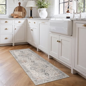 KUETH Modern Area Rug 2x6 Non Slip Hallway Runner Rug, Low Pile Machine Washable Rugs for Entryway, Hallway, Kitchen and Corridor, Light Taupe Brown