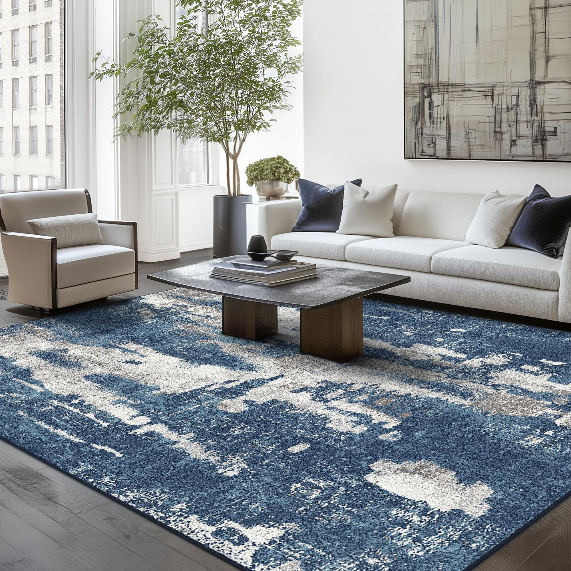 KUETH Modern Area Rug 6'x9', Machine Washable Rugs for Living Room ...