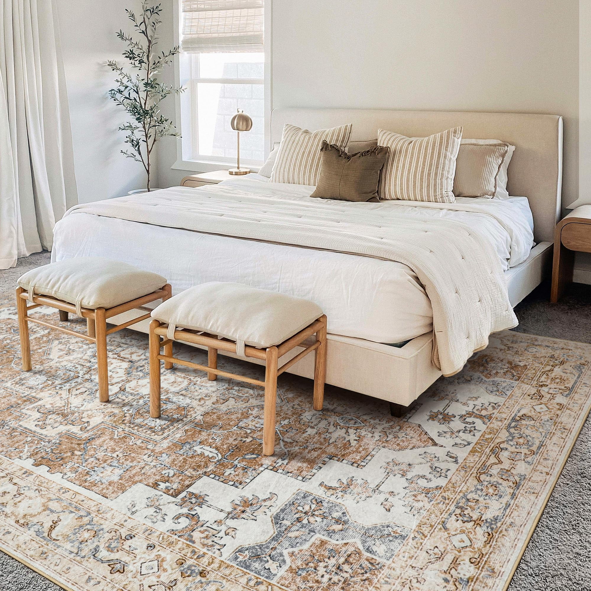 KUETH Modern Area Rug 8x10 Non Slip Hallway Runner Rug, Low Pile