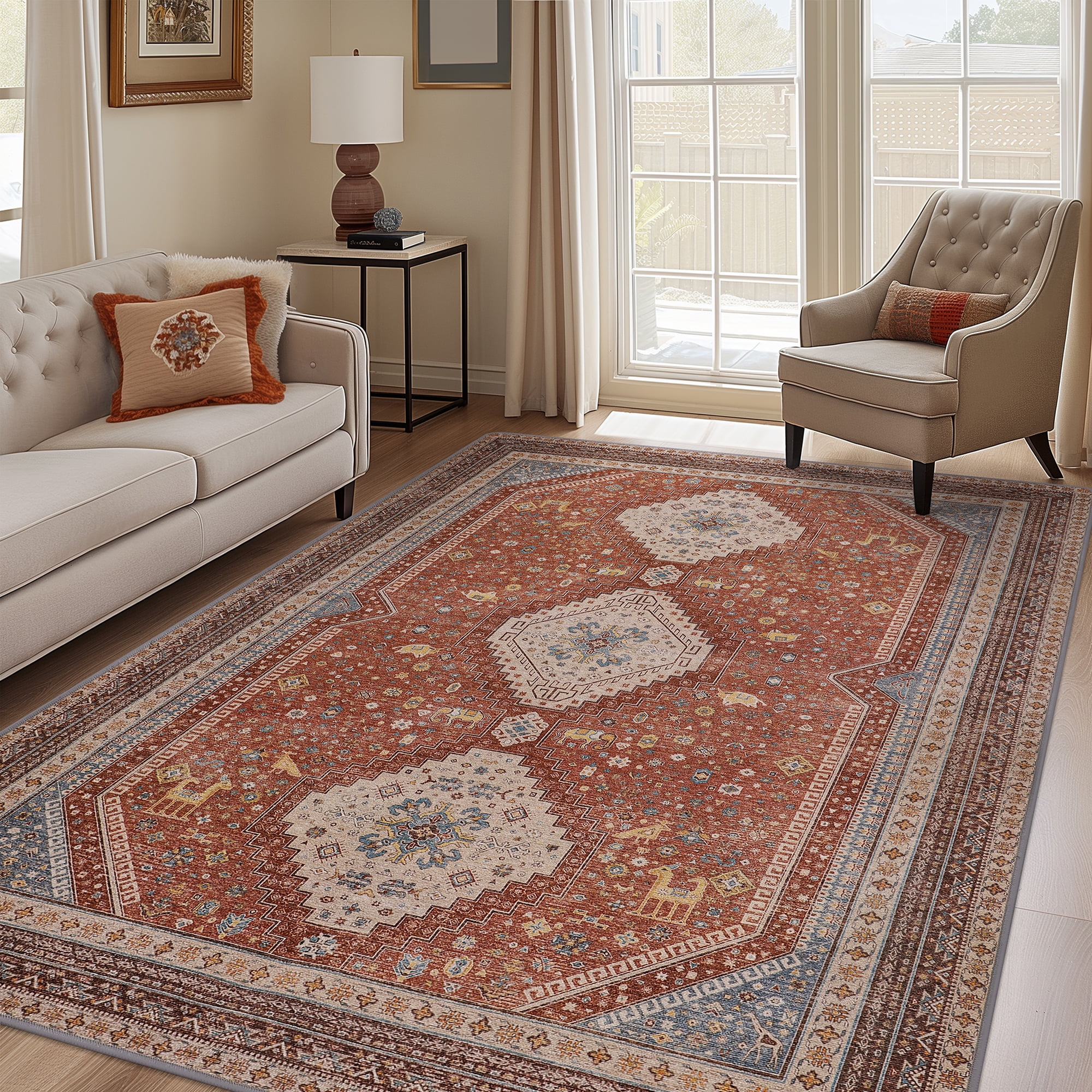 KUETH Rugs for Living Room 5x7 Non Slip Machine Washable Indoor Large