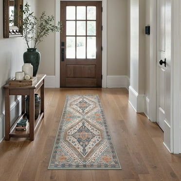 KUETH Runner Rug 2x5 Machine Washable Rug Non Slip, Vintage Ultra Thin Lightweight Rugs for Entryway, Hallway, Kitchen and Laundry Room