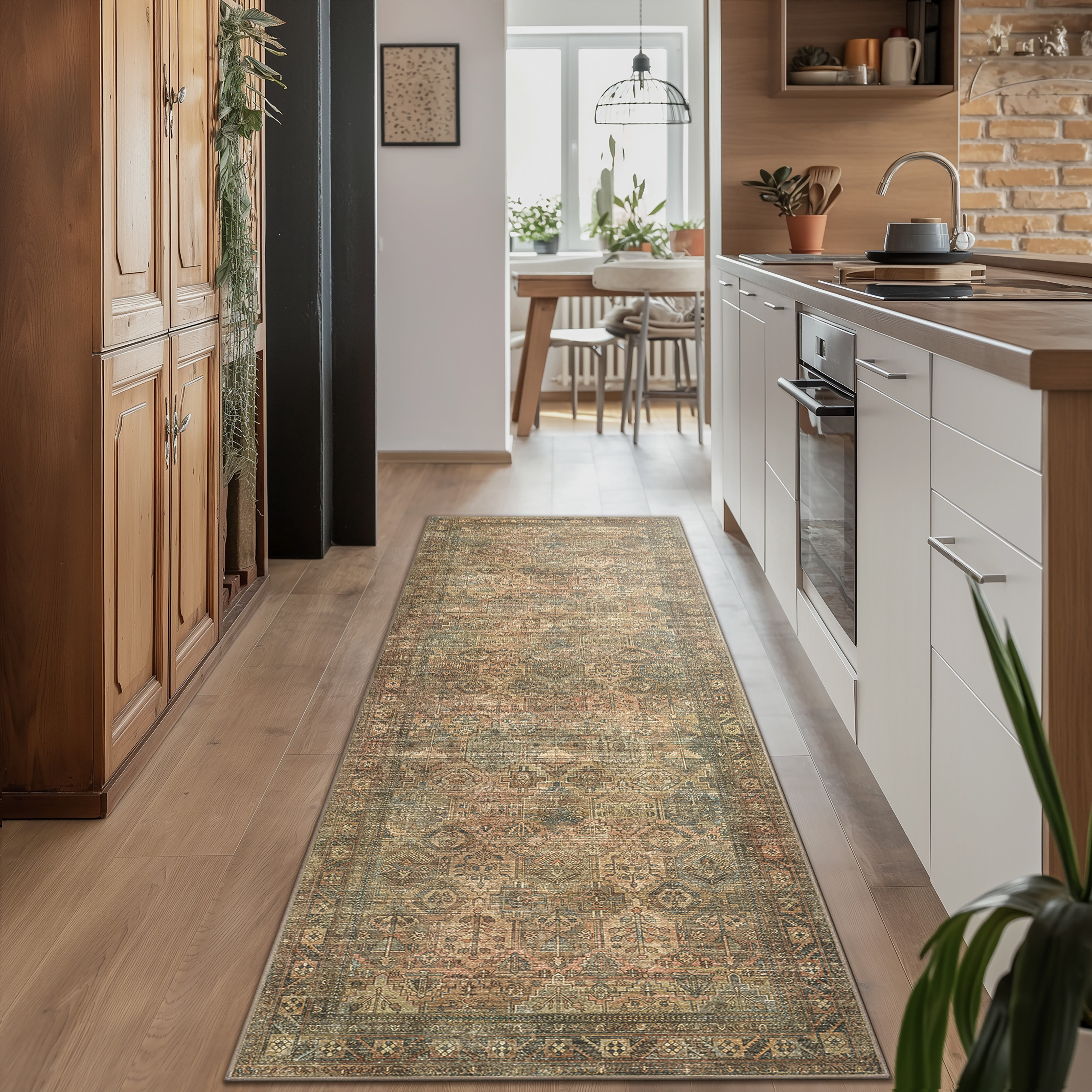 KUETH Runner Rug 2x5 Machine Washable Vintage Distressed Print Ultra ...