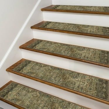 KUETH Stair Treads for Wooden Steps 15 Pack 8"x30" Non-Slip Self Adhesive Carpet Stair Treads Indoor Rubber Backing Washable Stair Runners Safety Mats for Kids and Pets