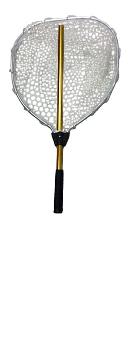 Compact Gold Aluminum Fishing Landing Net with Clear PVC Mesh