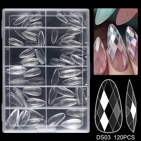 KUFptva 120/140pcs Transparent Coffin Nails False Nails Manicure Accesories Acrylic Press On Tips for Easy Nails Extensions
