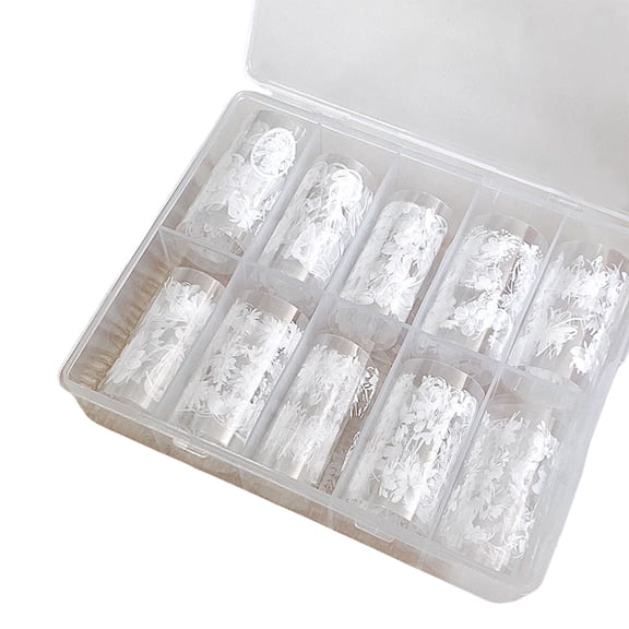 KUFptva 1Box Nails Art Foil Transfer Stickers Decals Flower Nails Foils Fingernail Tattooed Manicure Decors for Acrylic Nails