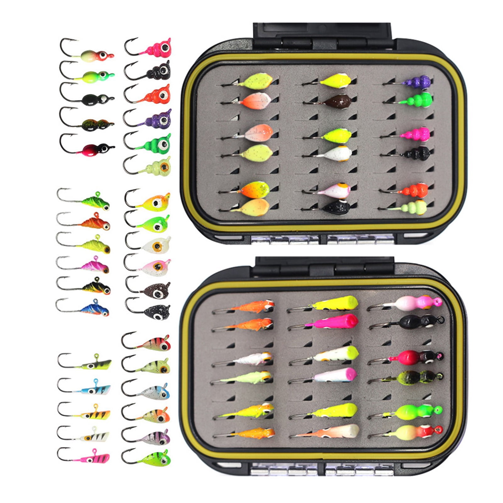 KUFptva 30/36pcs Winter Ice Fishing Jigs Set Ice Fishing Lure Set Sinking Metal Jigging Hard Baits Ice Fishing Gears Small Baits