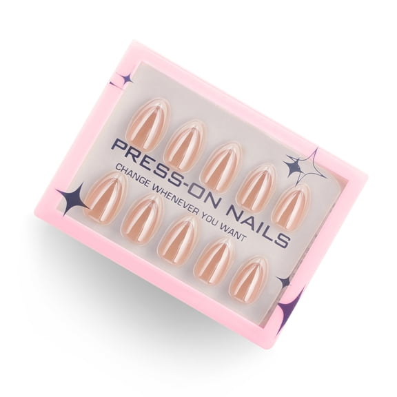 KUFptva 30Pcs Almond Press on Nails Gradients French Fake Nails Acrylic False Nails Artificial Nails Glues on Nails for Women