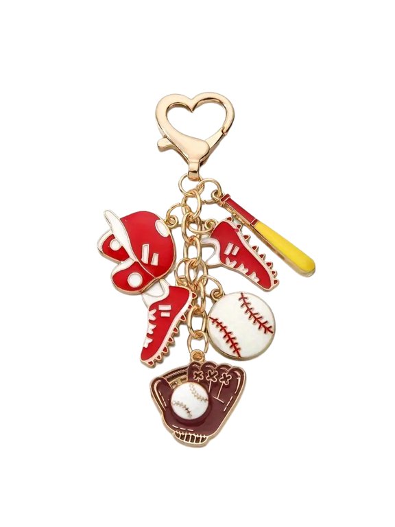 Adorable Baseball Keychain Charm Pendant with Round Tail Buckles Portable Special Gifts for Kids Teens and Adults