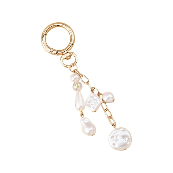 KUFptva Alloy Shell Keychain With Artificial Pearls Decoration Trendy Bag Charm Stylish Key Chain Ornament For Daily Use