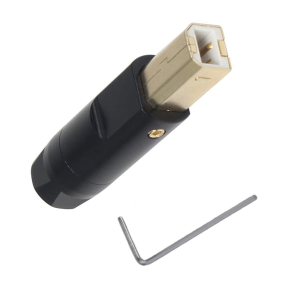 KUFptva Aluminum Alloy Gold-Plated USB B-Type Plug Connector Housing 6mm Hole for Repairing Printer Data Cables