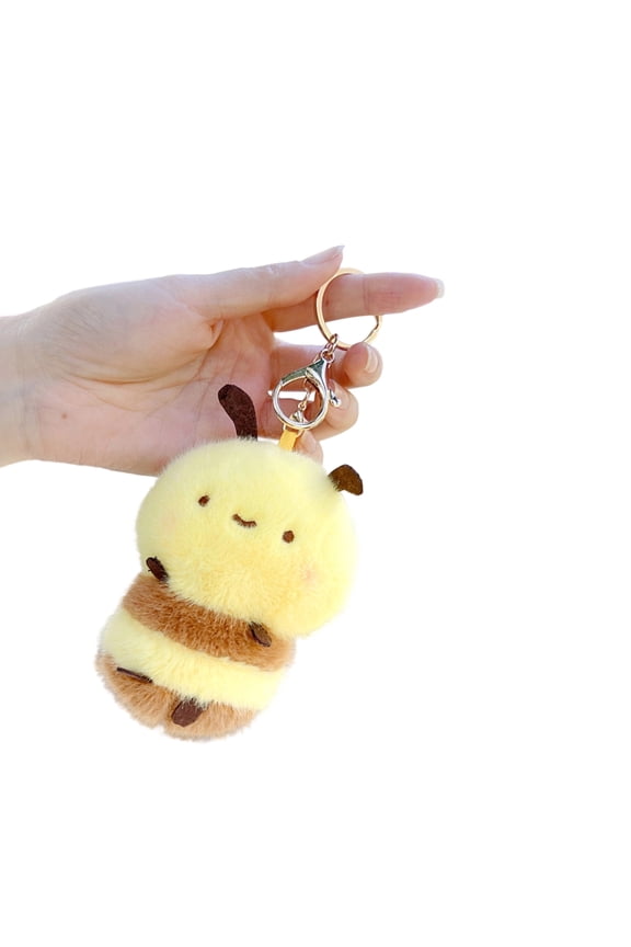 Bees Plush Keyring Soft Stuffed Animal Keychain Accessory Bag Decoration for Everyday Use Children Birthday