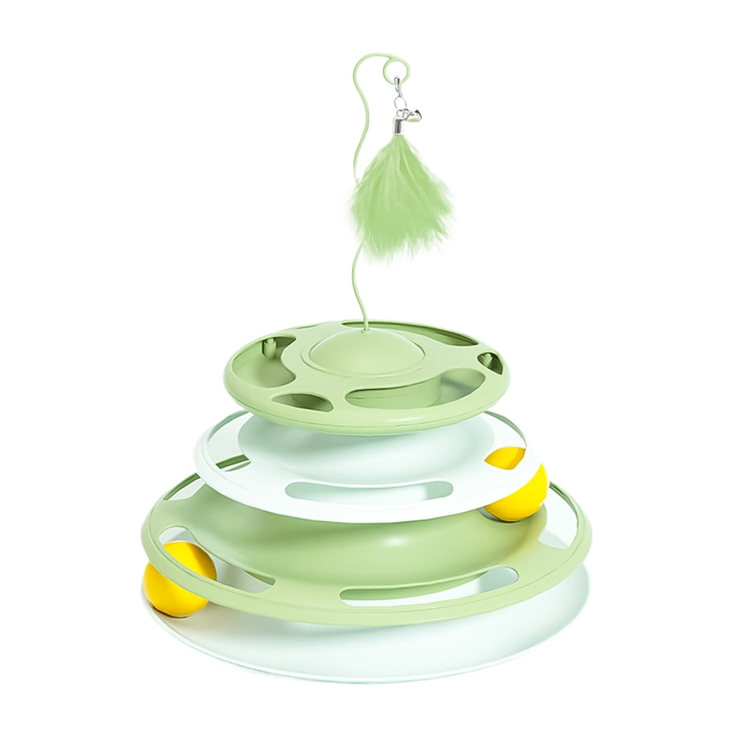 KUFptva Cats Toy Rotating Cats Teaser RollerTrack Toy Interaction Pet ...