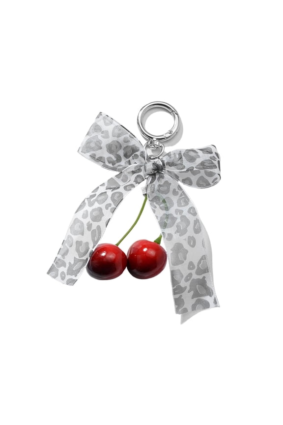Elegant Cherrys Bowknot Love Charm Portable Keychain Charm Sturdy Pendant for Handbags for Daily Use Gifting