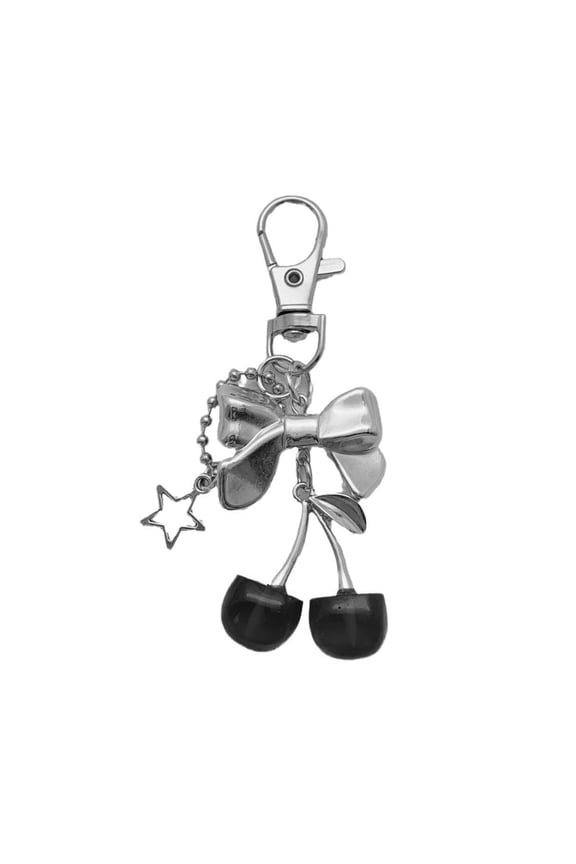 Fashionable Cherrys Keyring Accessory with Sturdy Alloy Clip Convenient for Bags Wallets and Keychains Daily Use