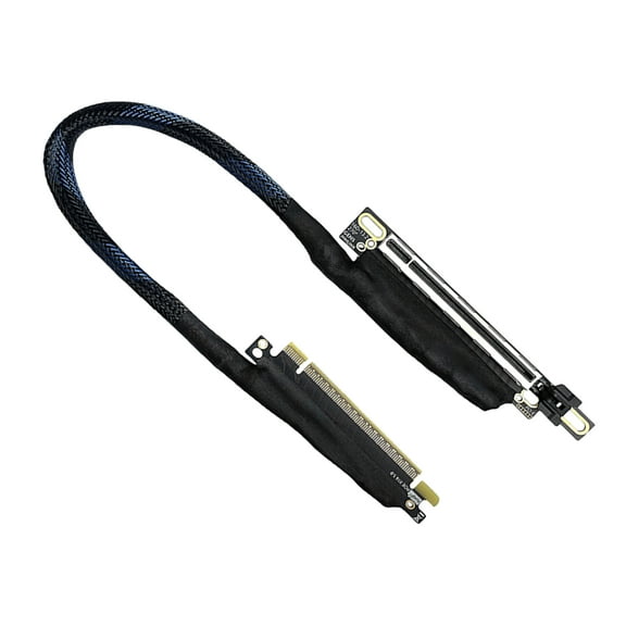 KUFptva Fast Speed 64GT/s PCIe 5.0 GPU Extension Cable 270° Turn Braided Wiring Cord Bidirectional Bandwidth Left Exit