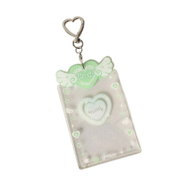 KUFptva Glitters Wing Photocard Holder Keychain Acrylic Card Holder Girls Card Holder Student Card Protector