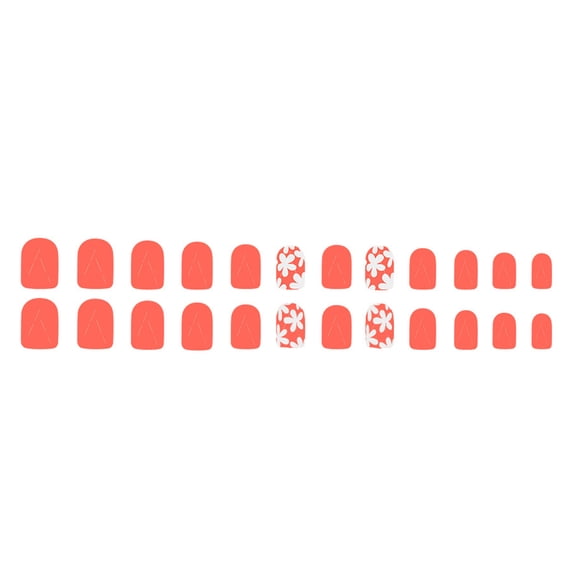 KUFptva Glossy Short Square Press on Nails Floral Patterns 24 Pieces Acrylic False Nails For Women Seeking Trendy Nails Art