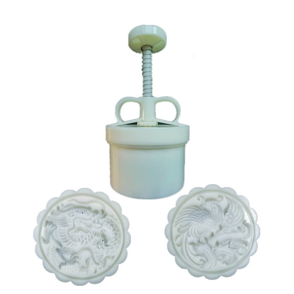 KUFptva Hand Press Cookie Dessert Cutter Convenient Dragon Phoenixes Pattern Mooncakes Embosser Molds for Pastries Decorations