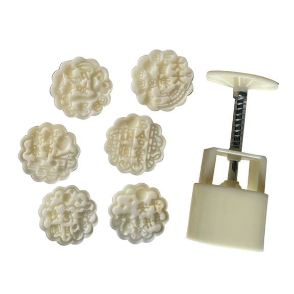 KUFptva Hand Pressed Mooncakes Mold Bean Pastes Cake Press Mould Flower Shape Round Pastries Maker Kitchen Baking Supplies
