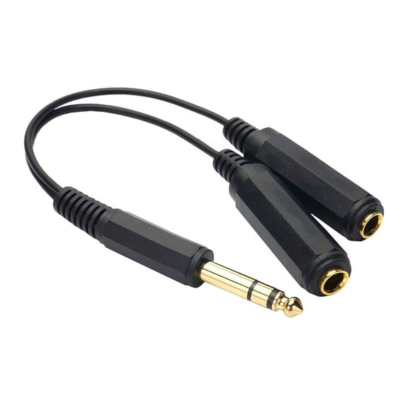 KUFptva Male 6.35mm to 6.35mm 1/4inch Mono Female Sound Y Splitters Cable, 2x6.35mm 1/4" to 6.35mm Stereo Sound Adapters Cable