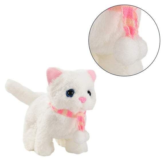 KUFptva Meowing Plush Cat Toy Cute Stuffed Musical Electric Walking Toy Christmas for Toddlers Boys Girls