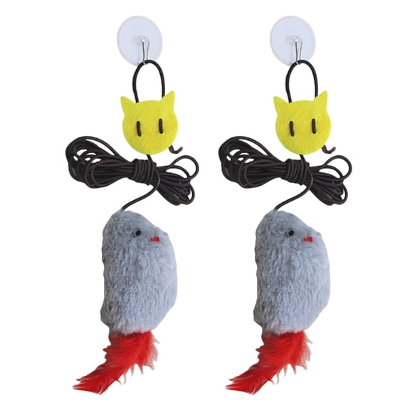 KUFptva Pack of 2 Cats Teaser Mice Toy with Adjust Elastic Rope Doorframe Teaser Toy Squeaking Sound for Active Pet