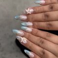 thumbnail image 1 of KUFptva Press On Nails Glossy Glitters Fake Nails Stick On Nails Cats Eyes Acrylic Fake Nails Gel Polished Glues on Nails 24Pcs, 1 of 7