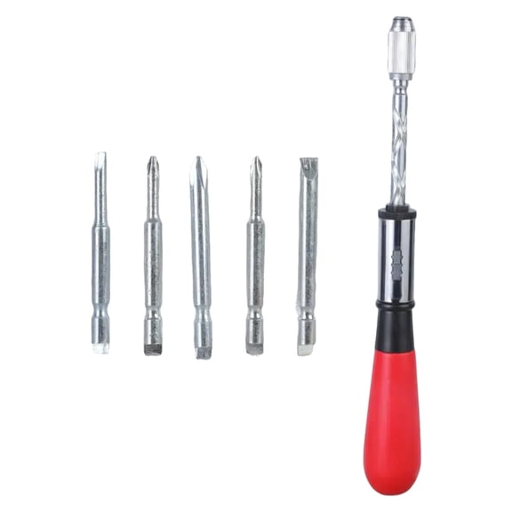 KUFptva Semi Automatic Spirals Screw Driver Push Pull Ratchets Screwdriver Hand Pressing Rotating Spirals Screw Driver Bits