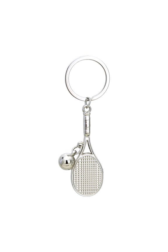 Sporty Zines Alloy Keychain Featuring Hollowed Tennis Racket Designs Vacuum Electroplated Finish Collector's Accessory