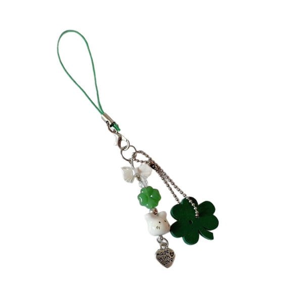 KUFptva Stylish Resin Keychain Featuring a Sweet Four Leaf Clovers and Rabbits Stylish Bag Charm Phone Chain for Everyday Use