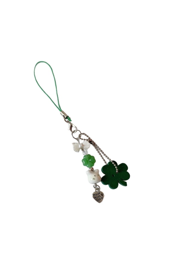 Stylish Resin Keychain Featuring a Sweet Four Leaf Clovers and Rabbits Stylish Bag Charm Phone Chain for Everyday Use