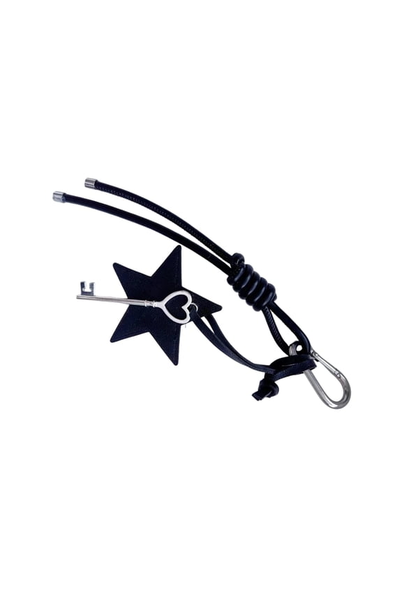 Trendy PU Leather Star Keychain with Braided Rope Fashionable Key Accessory Handmade Bag Charm for Trendsetters