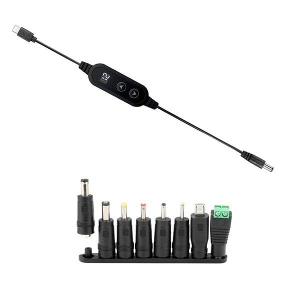 KUFptva Type C PD36-100W to DC5521 Adapter Cable with Multiple Connectors Adjustable Voltages 5V-20V for Laptops and Speakers