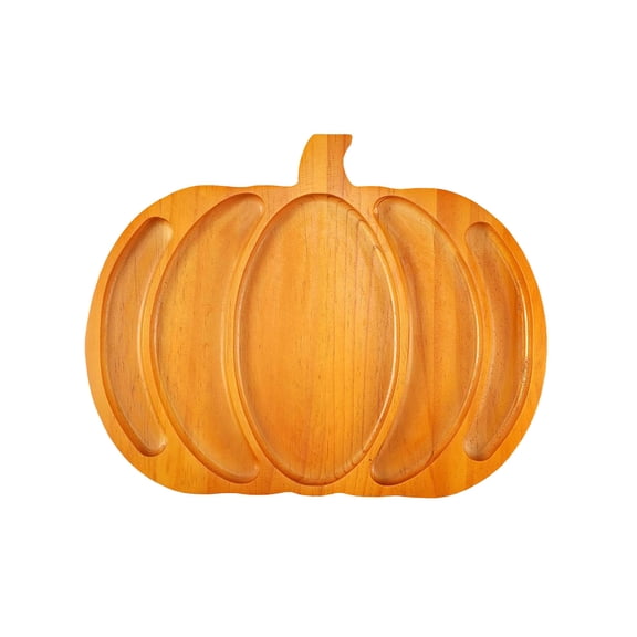 KUHBRCA Halloween Pumpkin Wooden Serving Tray Festive Snack and Cheese Platter with Divided Sections for and Seasonal Gatherings A