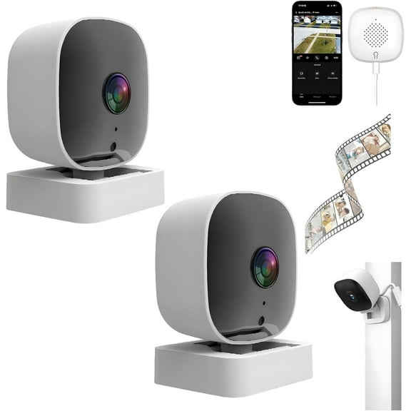 KUHBRCA Crystal-Clear 2K Security Camera with Color Night Vision, 24/7 Recording & Smart Alerts, 2.4G WiFi Indoor HD Camera for Home Yard Garden Farm, Easy Install, 2 Pcs