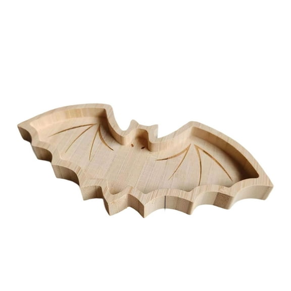 KUHBRCA Halloween Wooden Serving Platter Bat Shape Serving Tray Halloween Wood Charcuterie Board Wooden Snack Cheese Dish Plate for Fall Autumn Dinnerware Supplies B