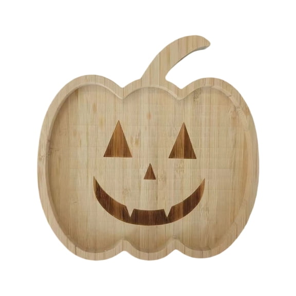 KUHBRCA Halloween Wooden Serving Platter Pumpkin Shape Serving Tray Halloween Wood Charcuterie Board Wooden Snack Cheese Dish Plate for Fall Autumn Dinnerware Supplies C