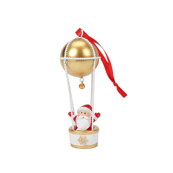 KUHBRCA Hot Air Balloon Ornament with Santa Claus Snowman Elk 5.5inch Retro Iron Jingle Bells Shaped Hot Air Balloon Parachute Pendant for Christmas Trees Hanging Decoration A