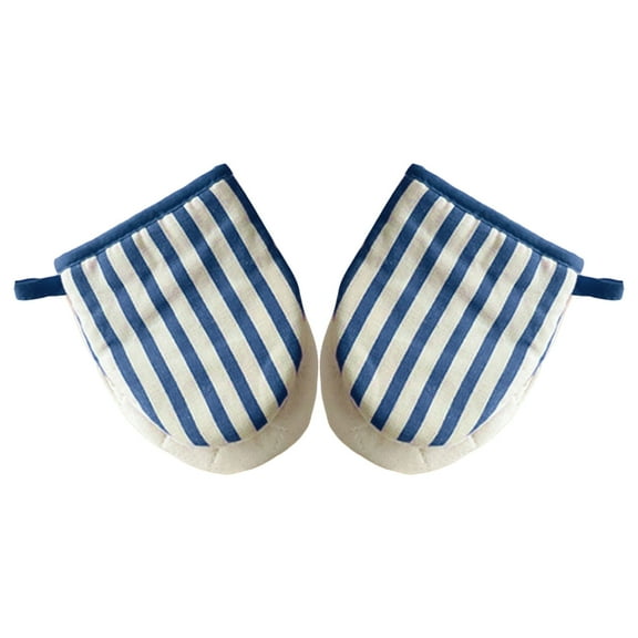KUHBRCA Mini Silicone Oven Mitts, Heat and Resistant Kitchen Mittens, Flexible Thick Pot Holders for Safe Cooking Baking & Grill Blue