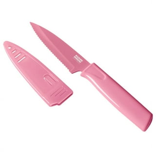 CHROME CLUB Stainless Steel Pink Knife Set with Block - 7 Piece Pink  Kitchen Knife Set with Durable Clear Knife Block and Sharpener - Vibrant  Pink