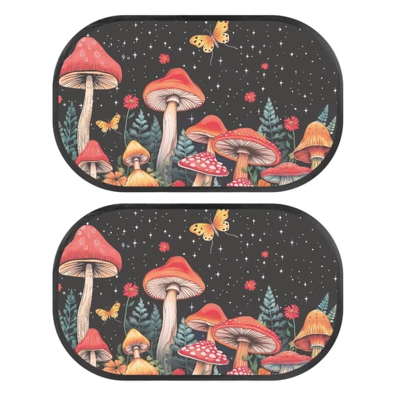 KUIFORTI 2 Pack Car Window Shades for Side Window, Mushroom Car Sun Shade for Rear Window, Stretchable Car Window Screens, Adjustable Window Cover
