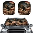 thumbnail image 1 of KUIFORTI 2 Pieces USA Flag Car Sun Shade Windshield Cool Design Bald Eagle Sun Visor for Car Windshield Foldable Sun Visor Car Window Shades for Front Window, 1 of 5
